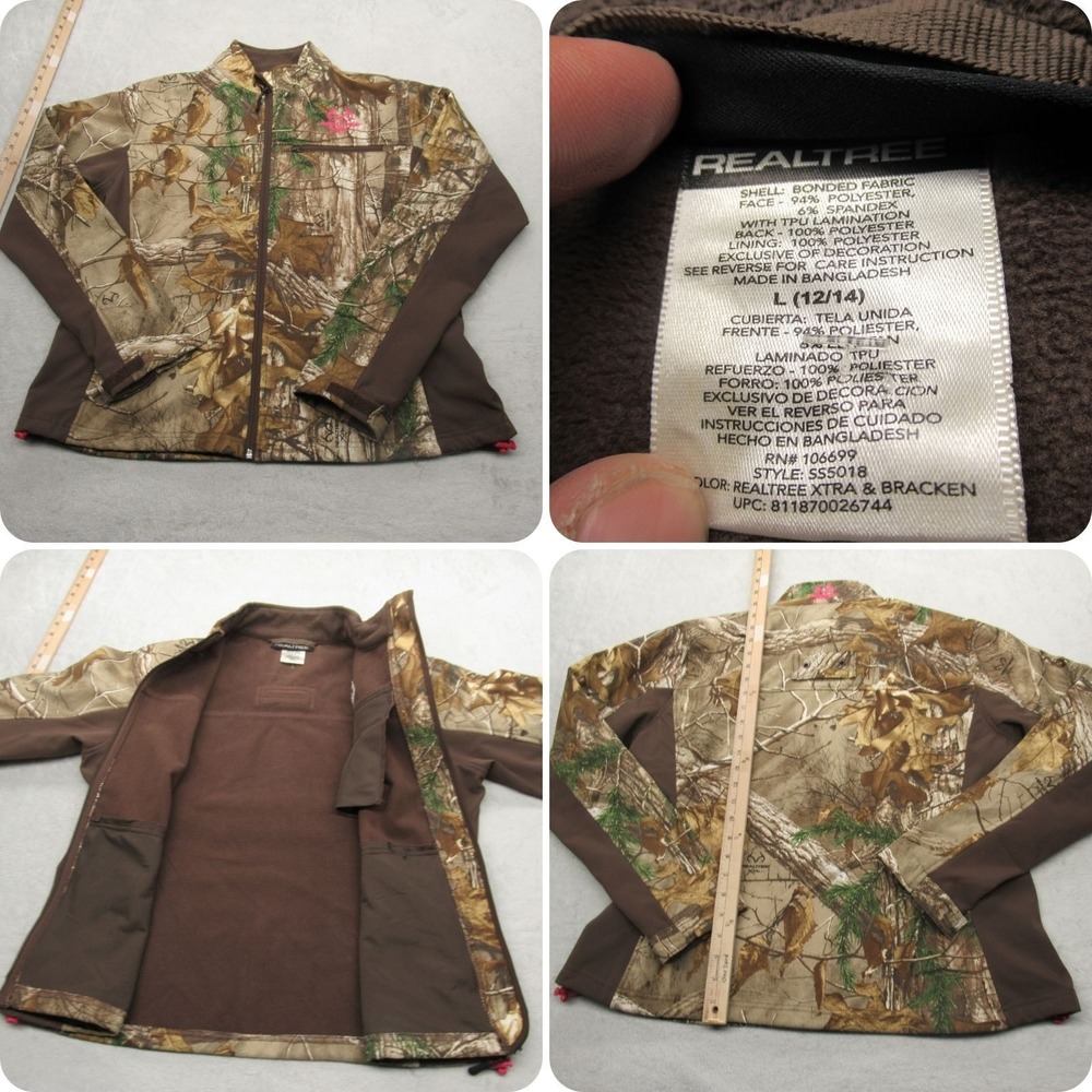 Realtree Xtra Jacket Womens Large Green Camo‎ Softshell Water Resistant Hunting